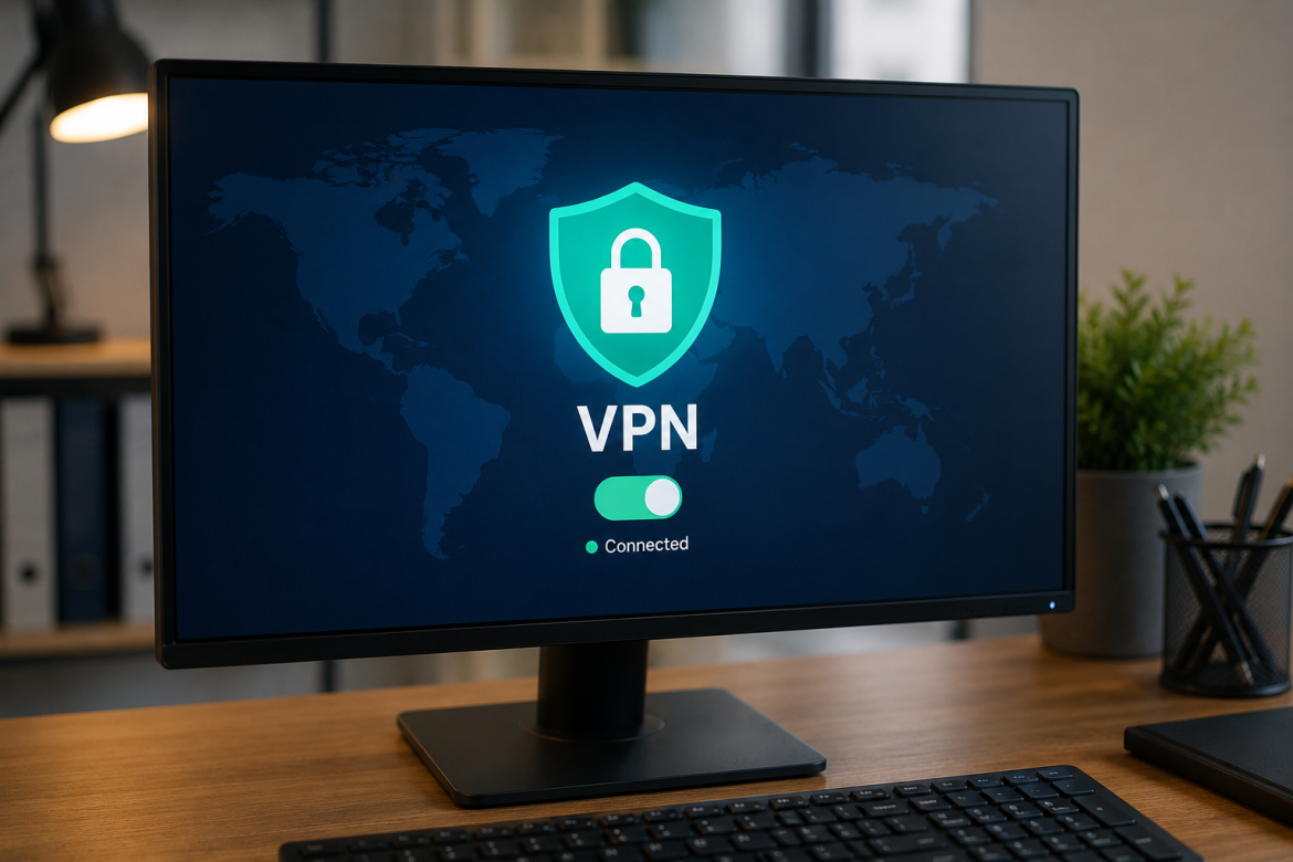 Монітор комп'ютера з увімкненим VPN-з'єднанням